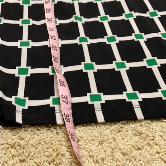 Jules & Leopold Black Green Geometric Belted Midi Dress Silver Chain Detail Sz S - Picture 10 of 14